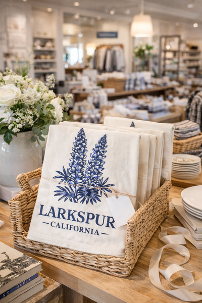 Larkspur California Flower Organic Flour Sack Tea Towel 27" x 27"