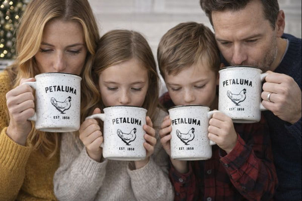 Luma Vintage Petaluma Chicken Mug 15 oz White with Black Speck Ceramic Mug