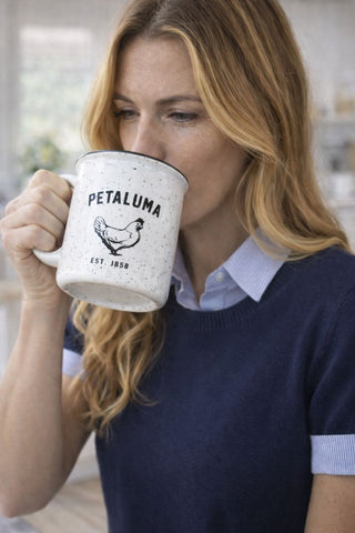 Luma Vintage Petaluma Chicken Mug 15 oz White with Black Speck Ceramic Mug