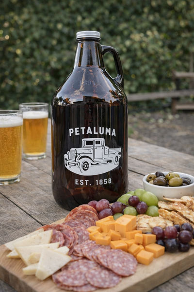 Growler 64oz Amber Glass with Petaluma Truck