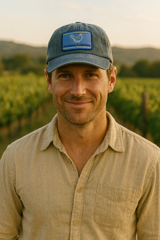 Petaluma Blue/Cream/Olive Patch Chicken Patch Twill hat - Navy