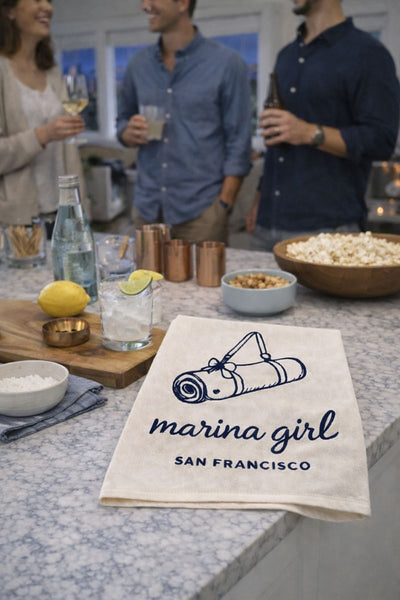 Marina Girl Yoga Mat Tea Towel- Organic Flour Sack 27" x 27"