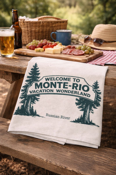 Monte Rio California Sign Flour Sack Tea Towel 27" x 27"