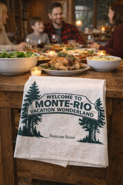 Monte Rio California Sign Flour Sack Tea Towel 27" x 27"