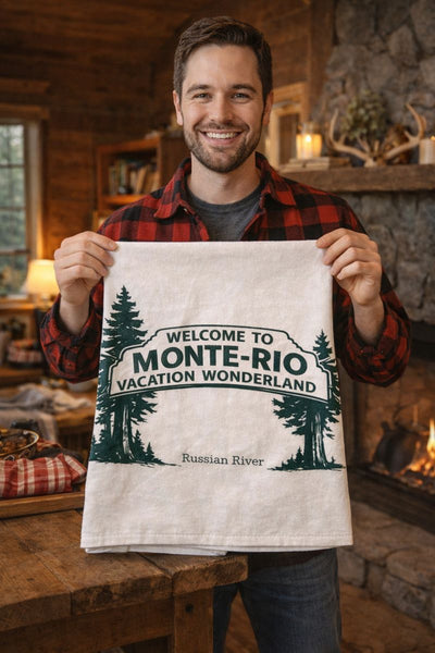 Monte Rio California Sign Flour Sack Tea Towel 27" x 27"