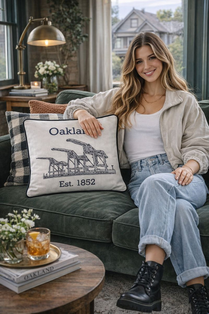 Embroidered Oakland  Pillow Cover by Luma Vintage