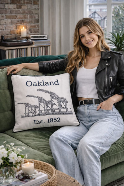 Embroidered Oakland  Pillow Cover by Luma Vintage