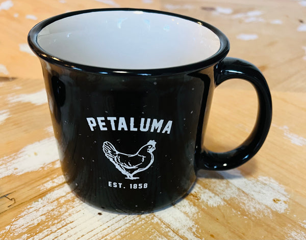 Luma Vintage Petaluma Chicken Black Mug 15 oz