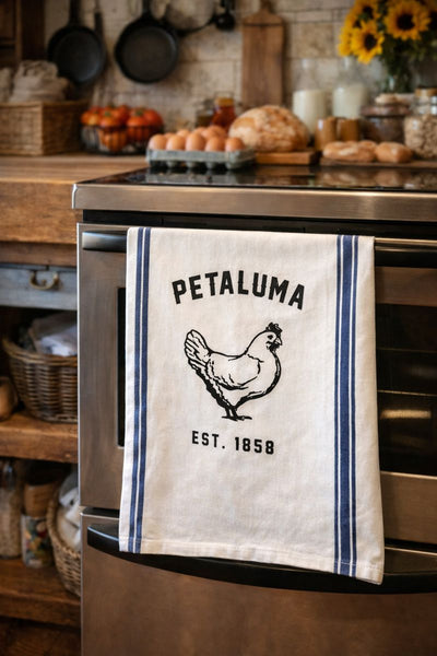 Luma Vintage Petaluma Chicken Tea Towel - Blue Stripe