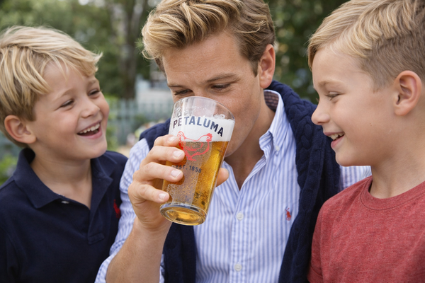 Petaluma Chicken 16 oz Pint Glass - Red and Navy