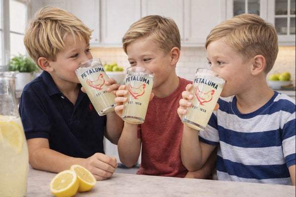 Petaluma Chicken 16 oz Pint Glass - Red and Navy