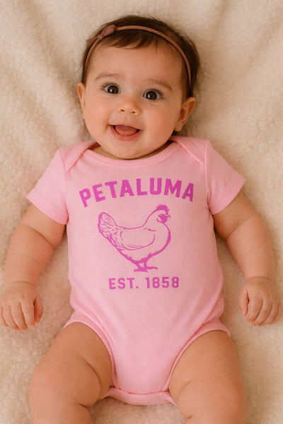 Luma Vintage Chicken Onesie- Pink with pink image