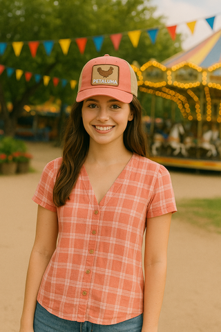 Petaluma Chicken Patch Trucker Hat, Pink Salmon