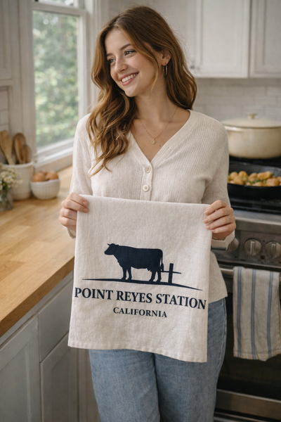 Point Reyes Station Cow Organic Flour Sack Tea Towel 27" x 27"