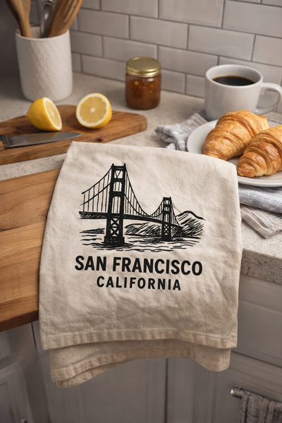 San Francisco Golden Gate Bridge Tea Towel- Organic Flour Sack