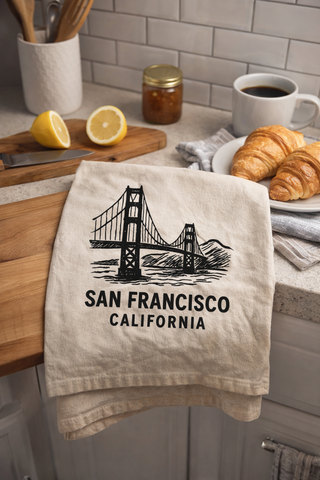 San Francisco Golden Gate Bridge Tea Towel- Organic Flour Sack