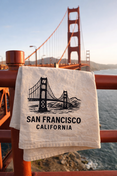 San Francisco Golden Gate Bridge Tea Towel- Organic Flour Sack