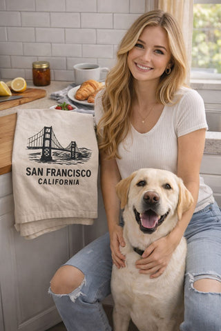 San Francisco Golden Gate Bridge Tea Towel- Organic Flour Sack- 27" x 27"