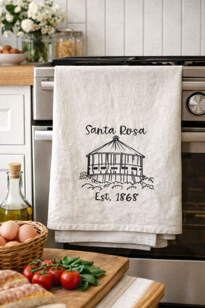 Santa Rosa Round Barn Tea Towel- Organic Flour Sack