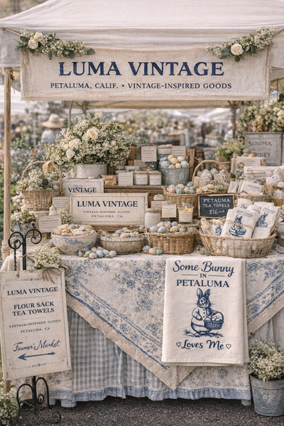 Petaluma Easter Tea Towel – Some Bunny in Petaluma Loves Me, Bunny Kitchen Towel, Spring Farmhouse Decor - Flour Sack Organic