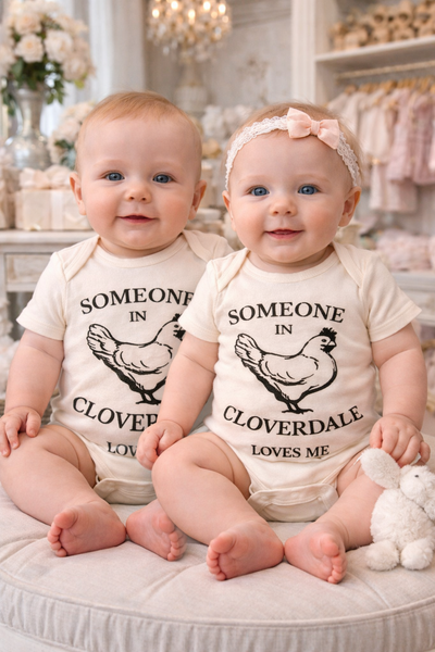 Someone in Cloverdale Loves Me Onesie- Natural/Neutral Color