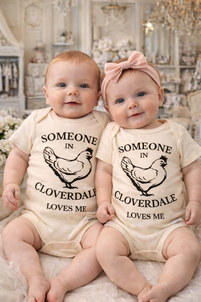 Someone in Cloverdale Loves Me Onesie- Natural/Neutral Color