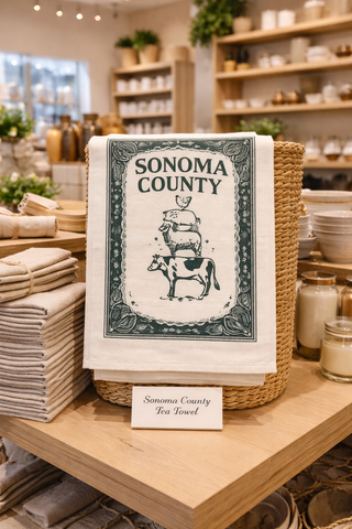 Sonoma County Farm Animal Tea Towel – Vintage Bandana Style Flour Sack Kitchen Towel | Farmhouse Decor Gift | Wine Country Kitchen