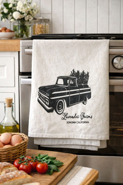 Sonoma California Lavender Truck Organic Flour Sack Tea Towel