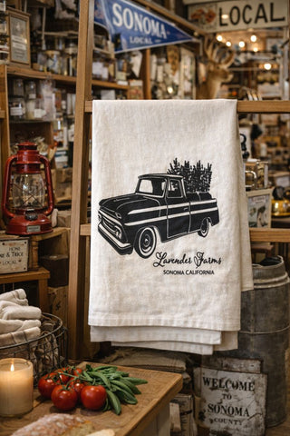 Sonoma California Lavender Truck Organic Flour Sack Tea Towel