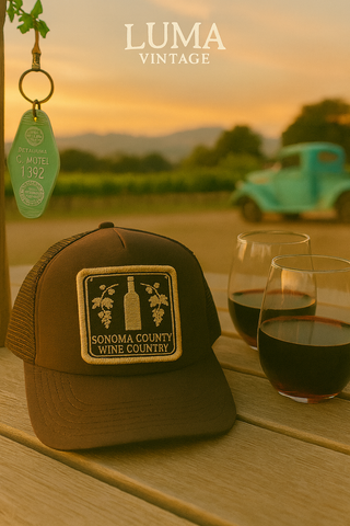 Sonoma County Wine Country Foam Trucker Hat- Chocolate Brown