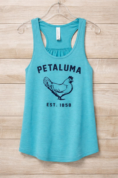 Girl’s Petaluma Chicken Racerback Tank - Turquoise