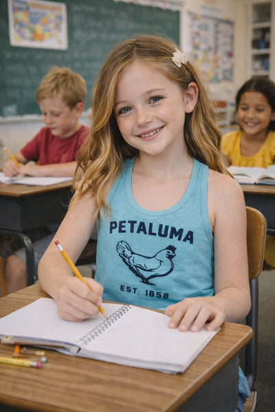 Girl’s Petaluma Chicken Racerback Tank - Turquoise
