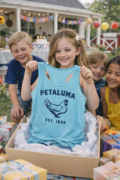 Girl’s Petaluma Chicken Racerback Tank - Turquoise