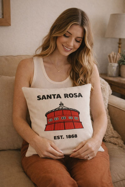 Embroidered Santa Rosa Round Barn Pillow Cover by Luma Vintage