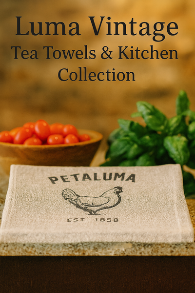 Rustic Tea Towel with Luma Vintage Petaluma Chicken-Tweed