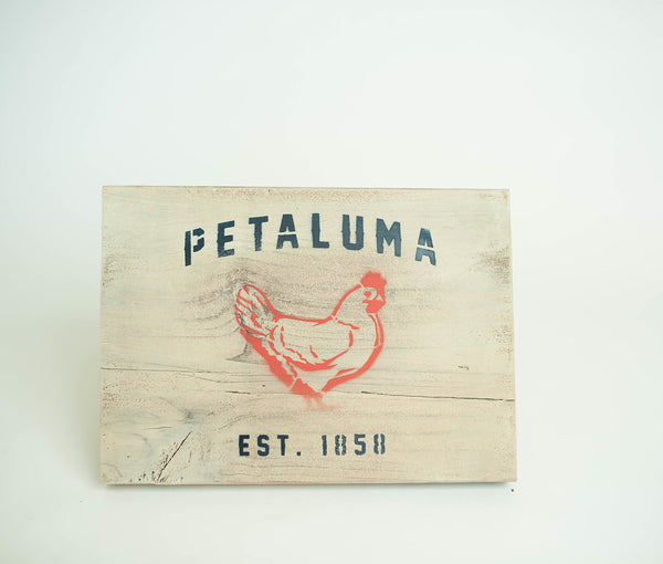 Reclaimed Luma Vintage Wood Sign with Chicken-Cream