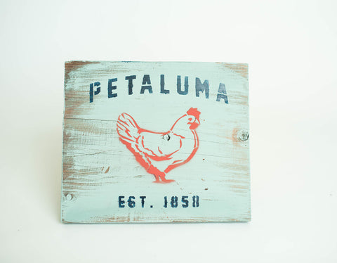 Reclaimed Luma Vintage Wood Sign with Chicken-(Color) Duck Egg