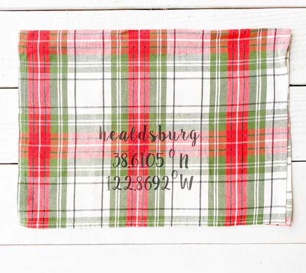 Healdsburg Holiday Tartan  Tea Towel by Luma Vintage- Longitude/Latitude