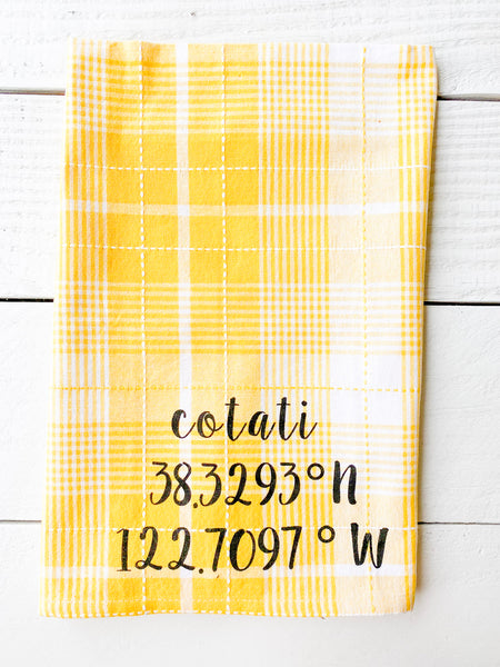 Luma Vintage Cotati Longitude Latitude Tea Towel - Lemon Plaid