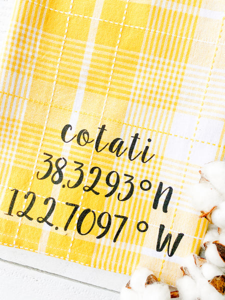 Luma Vintage Cotati Longitude Latitude Tea Towel - Lemon Plaid