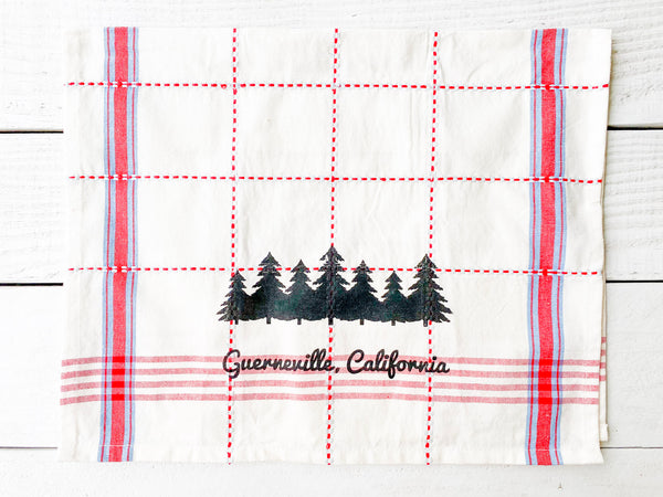 Luma Vintage Guerneville California Tea Towel- Red/Blue Plaid