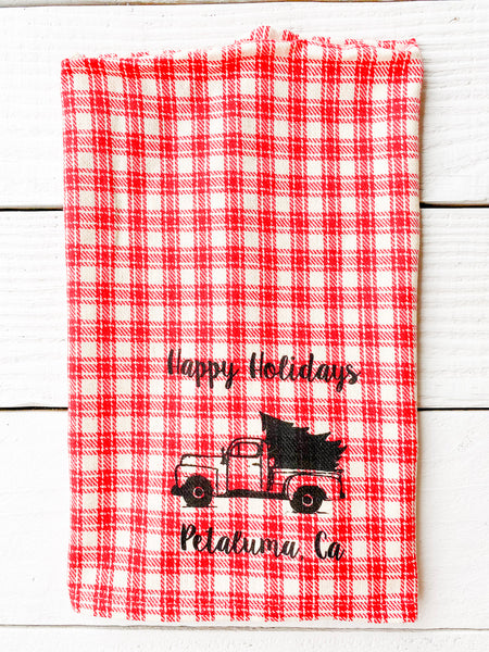 Luma Vintage Happy Holidays Petaluma Tea Towel - Flannel Plaid