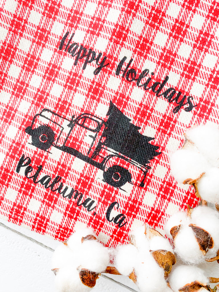 Luma Vintage Happy Holidays Petaluma Tea Towel - Flannel Plaid