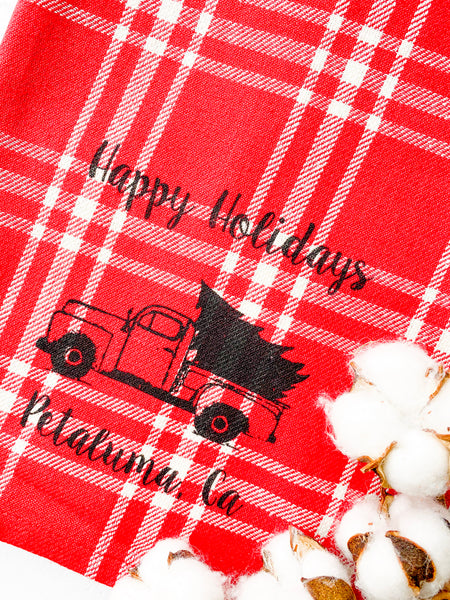 Luma Vintage Happy Holidays Petaluma Tea Towel - Large Flannel Plaid