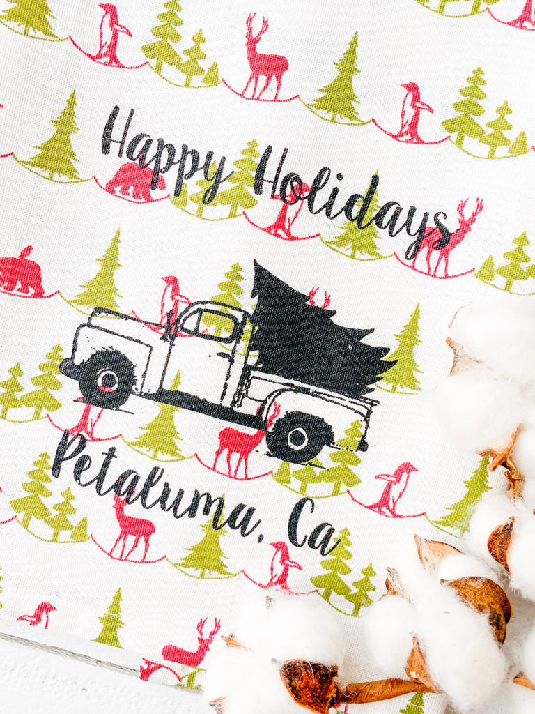 Luma Vintage Happy Holiday Petaluma Tea Towel - Polar Print