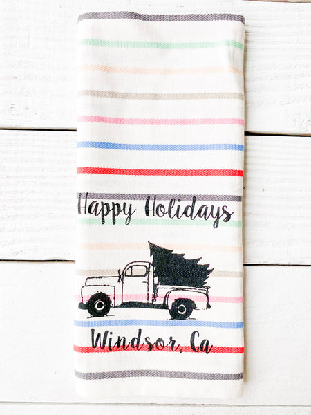 Luma Vintage Happy Holidays Windsor Towel- Multi-Stripe