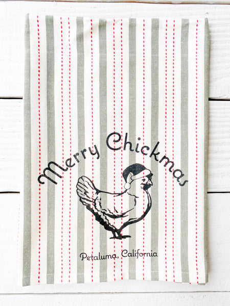 Luma Vintage Merry Chickmas Petaluma Tea Towel- Bavarian Stripe