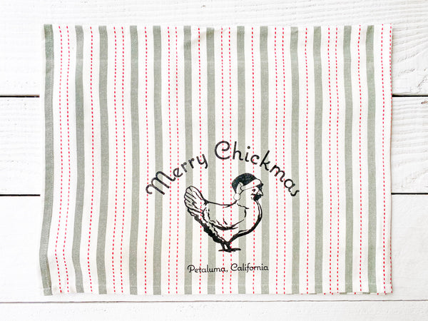 Luma Vintage Merry Chickmas Petaluma Tea Towel- Bavarian Stripe