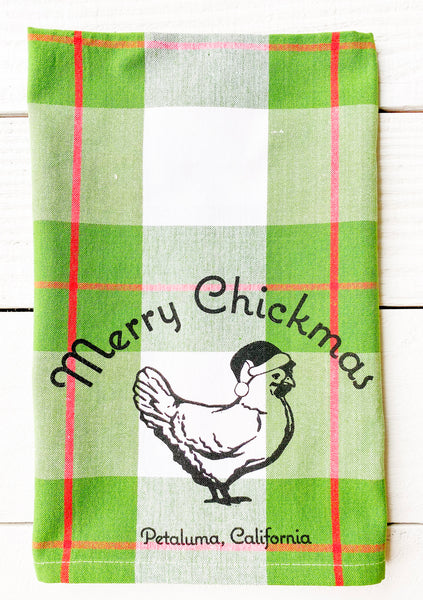 Luma Vintage Merry Chickmas Petaluma Tea Towel- Green Plaid