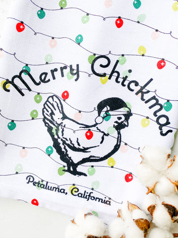 Luma Vintage Merry Chickmas Petaluma Tea Towel- Holiday Lights